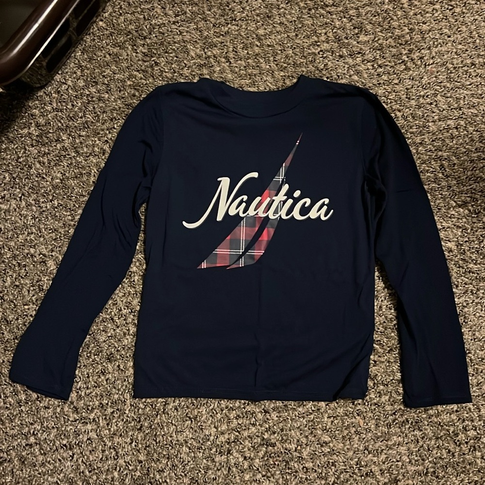 Nautica Long Sleeve Logo Tee Boys Flame Resistant